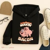 Makin Bacon Pig Funny Meatatarian Zany Brainy Hoodie thumb 4