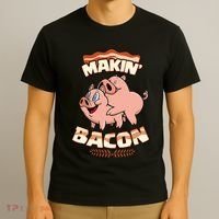 Makin Bacon Pig Funny Meatatarian Zany Brainy T-Shirt thumb 3