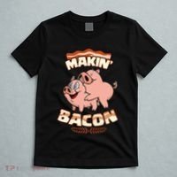 Makin Bacon Pig Funny Meatatarian Zany Brainy T-Shirt thumb 5