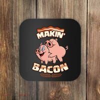 Makin Bacon Pig Funny Meatatarian Zany Brainy Coaster thumb 0