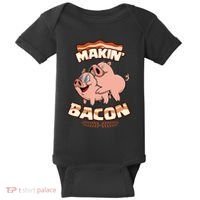 Makin Bacon Pig Funny Meatatarian Zany Brainy Baby Bodysuit thumb 0