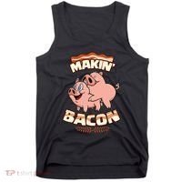 Makin Bacon Pig Funny Meatatarian Zany Brainy Tank Top thumb 0
