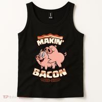 Makin Bacon Pig Funny Meatatarian Zany Brainy Tank Top thumb 2