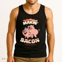 Makin Bacon Pig Funny Meatatarian Zany Brainy Tank Top thumb 3