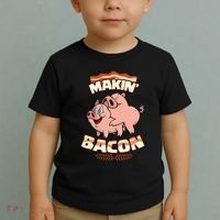 Makin Bacon Pig Funny Meatatarian Zany Brainy Toddler T-Shirt thumb 2