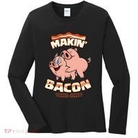 Makin Bacon Pig Funny Meatatarian Zany Brainy Women's Long Sleeve Shirt thumb 0