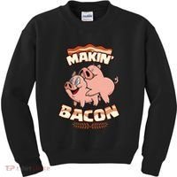 Makin Bacon Pig Funny Meatatarian Zany Brainy Kids Sweatshirt thumb 0