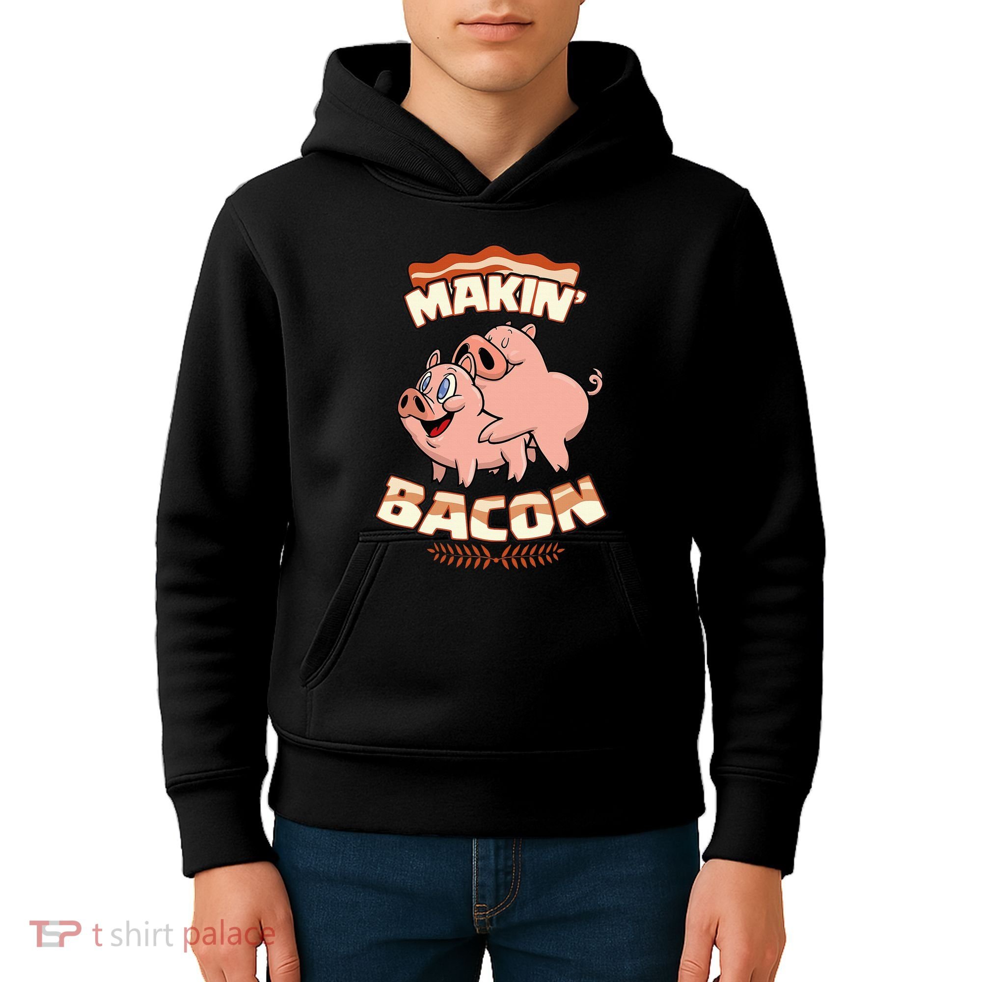 Makin Bacon Pig Funny Meatatarian Zany Brainy Kids Hoodie
