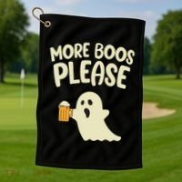 More Boos Please Cute Funny Halloween Ghost Party Golf Towel thumb 1