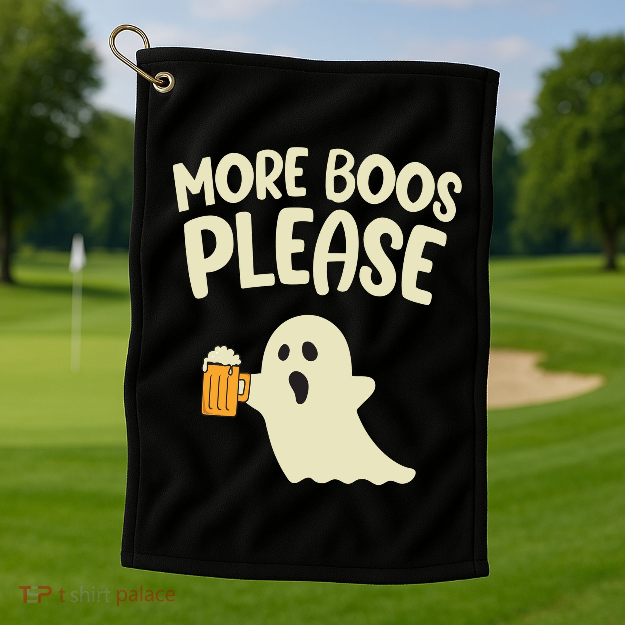 More Boos Please Cute Funny Halloween Ghost Party Golf Towel