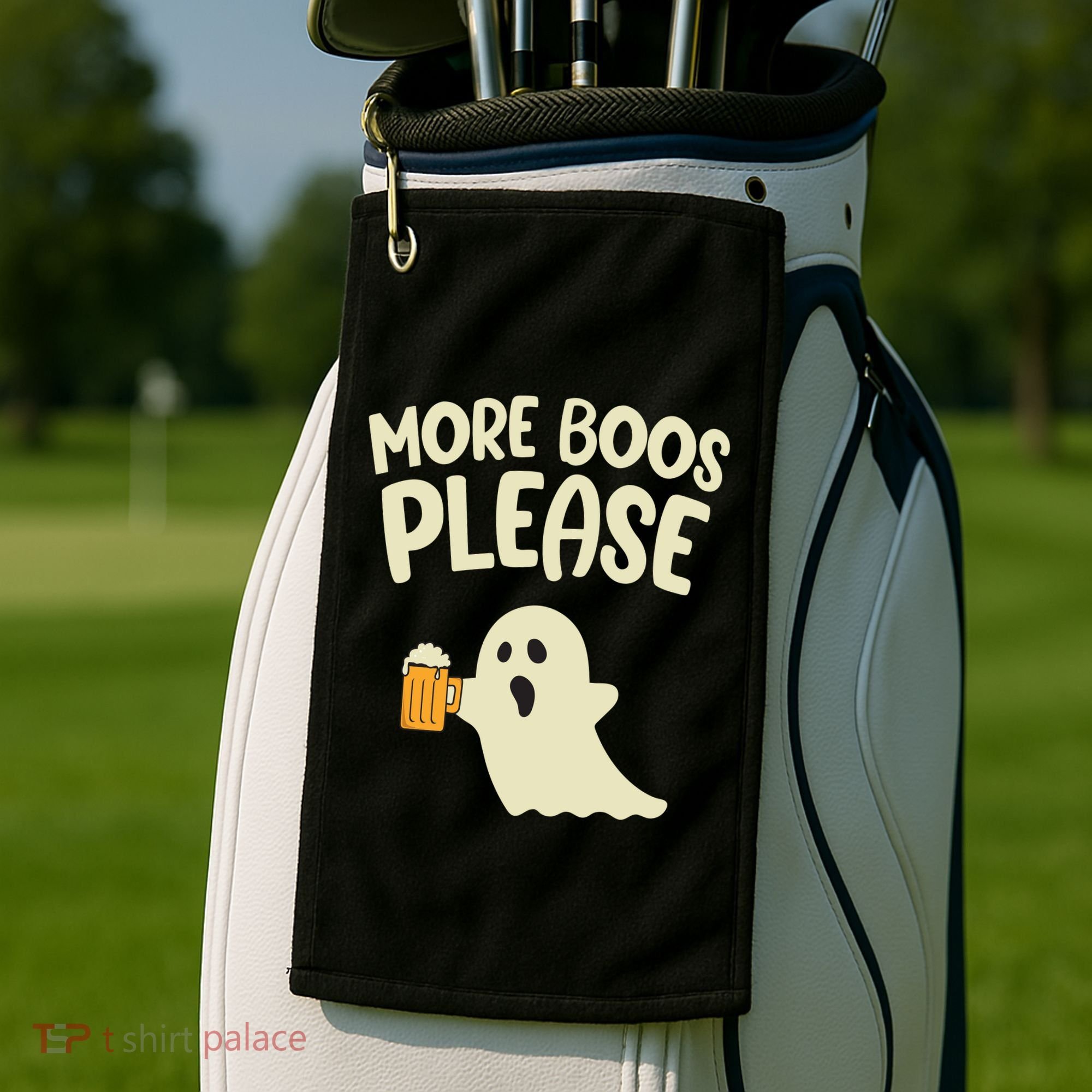More Boos Please Cute Funny Halloween Ghost Party Golf Towel