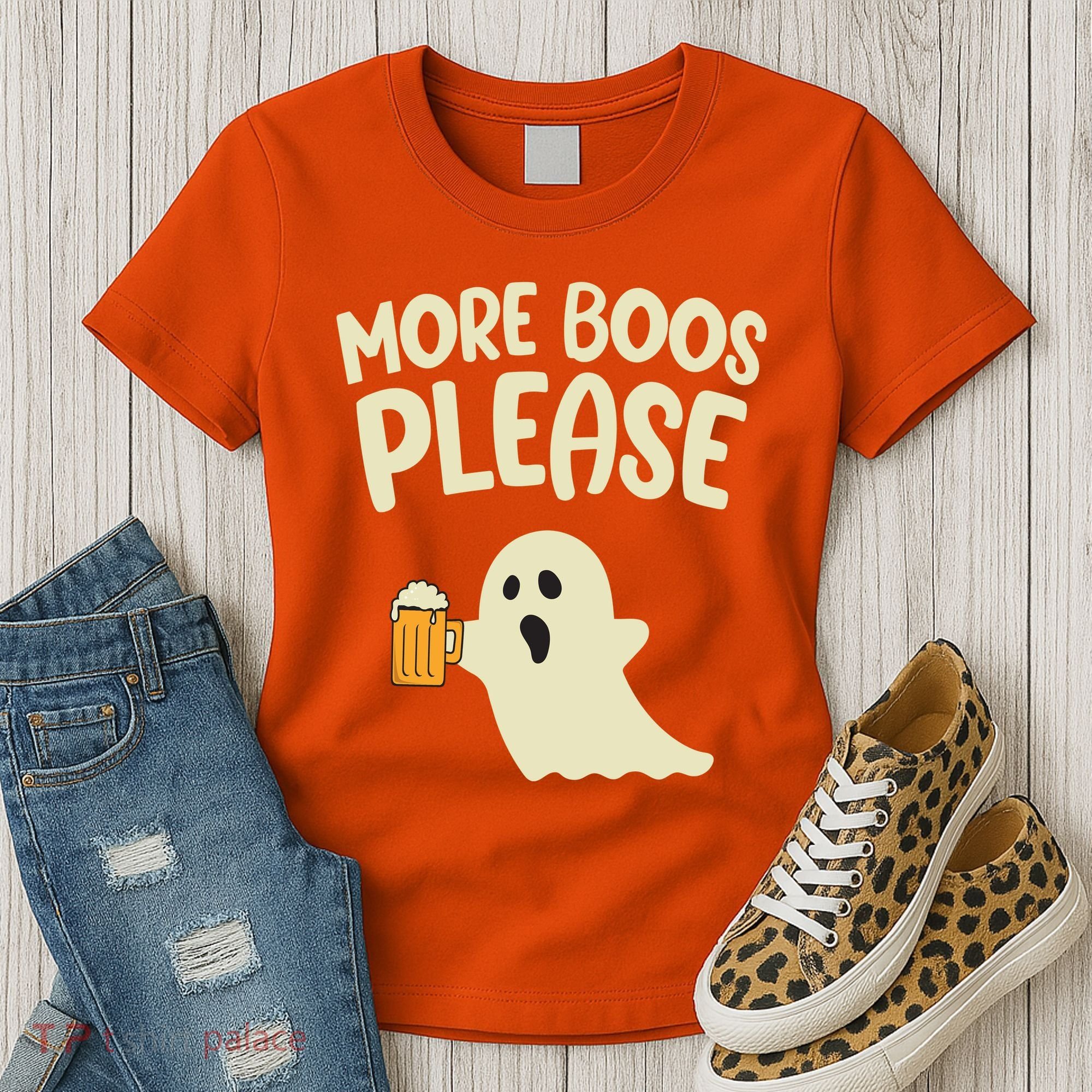 More Boos Please Cute Funny Halloween Ghost Party Women's T-Shirt