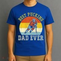 Mens Best Pucking DAD Retro Father's Day Gift For Hockey Dad T-Shirt thumb 3