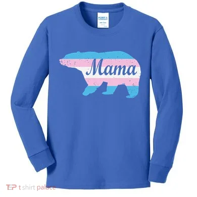 Mama Bear Pride Flag Kids Long Sleeve Shirt