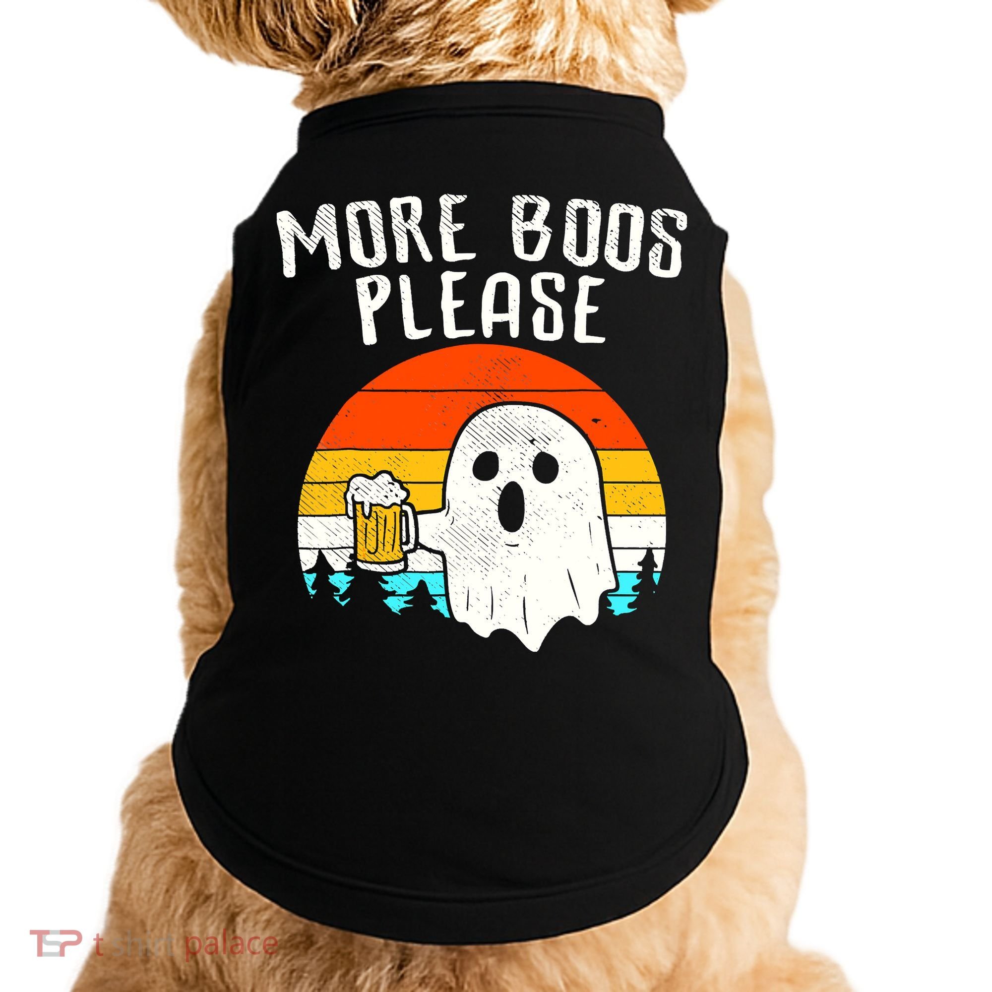 More Boos Please Ghost Beer Funny Halloween Beer Drinking Doggie Tank
