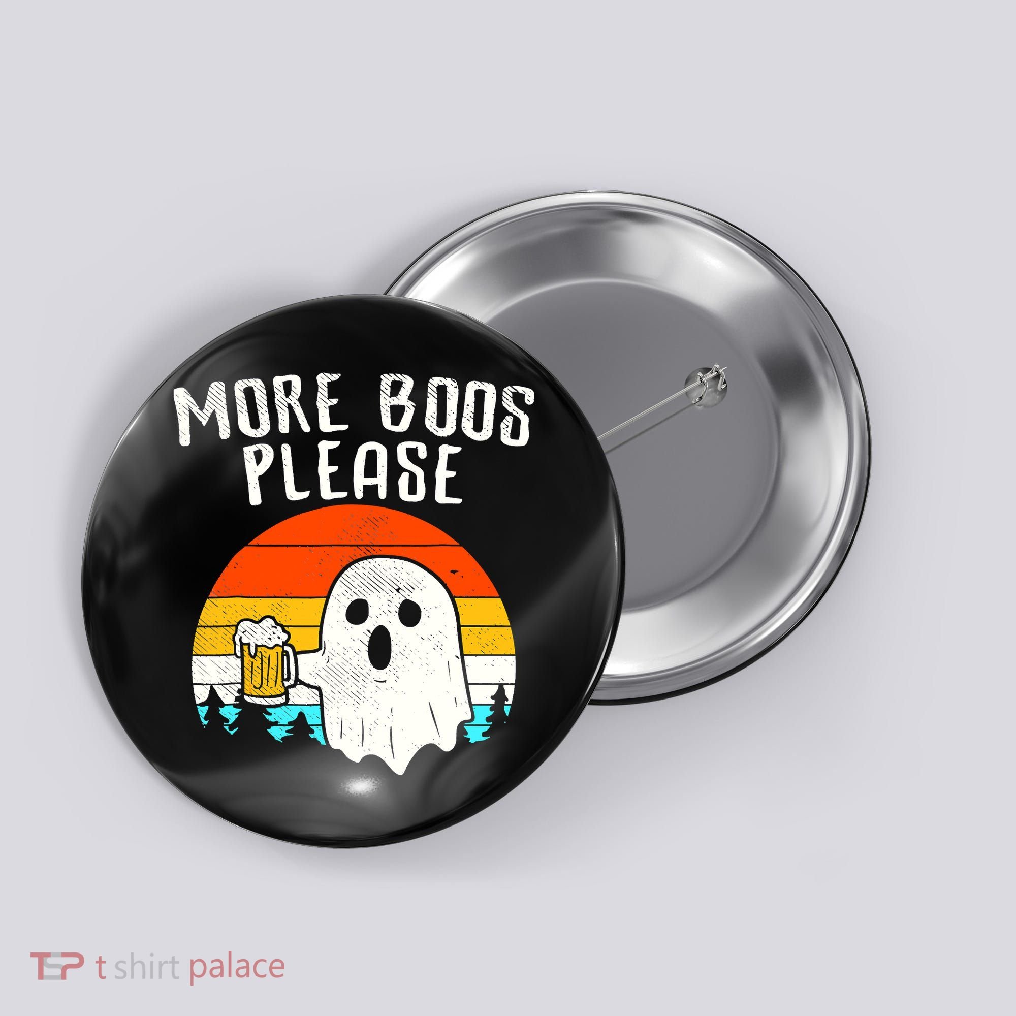 More Boos Please Ghost Beer Funny Halloween Beer Drinking Button