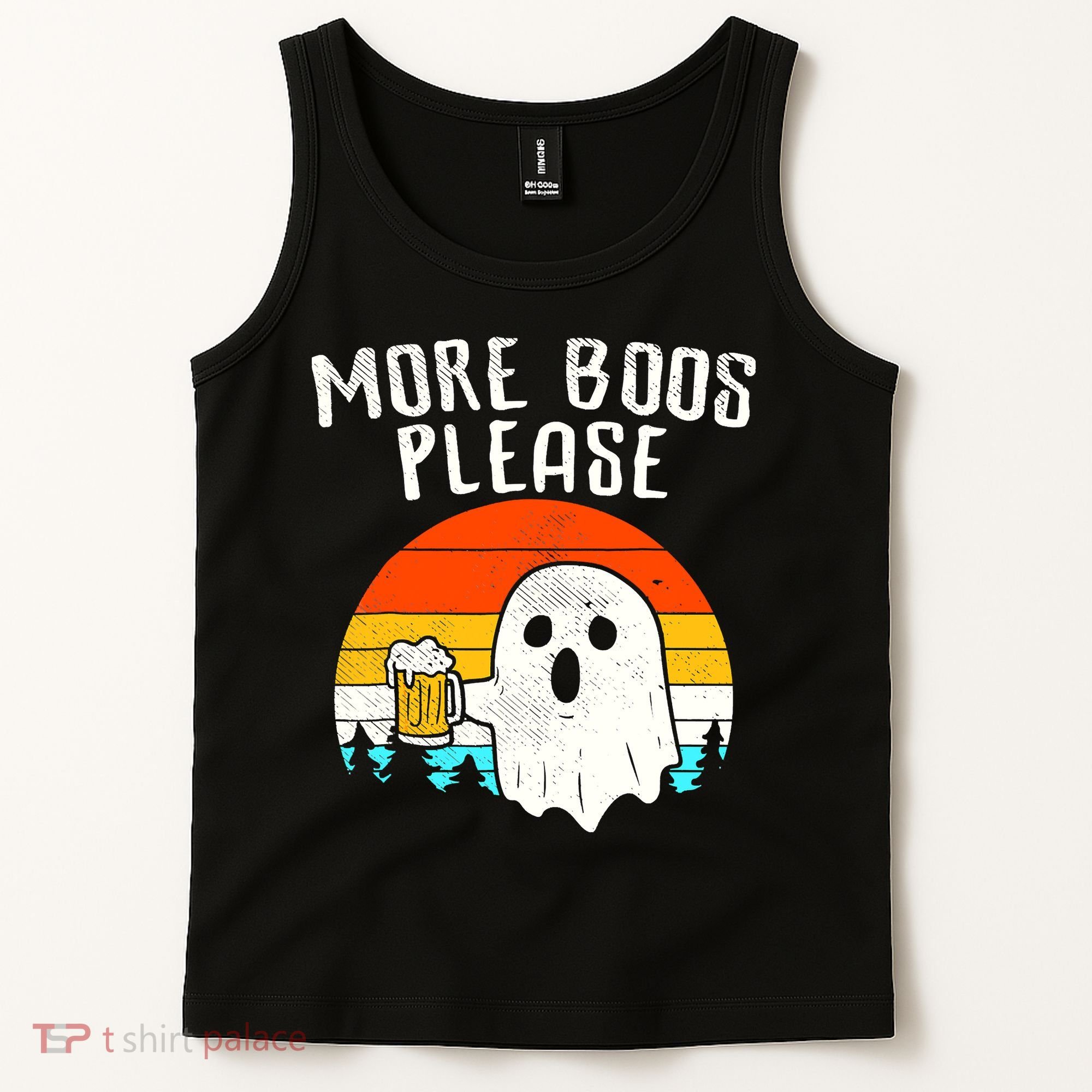 More Boos Please Ghost Beer Funny Halloween Beer Drinking Tank Top