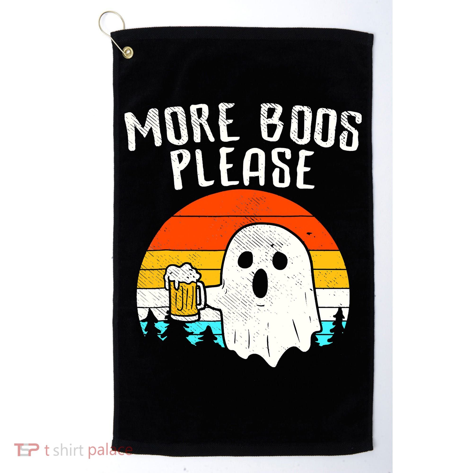 More Boos Please Ghost Beer Funny Halloween Beer Drinking Golf Towel
