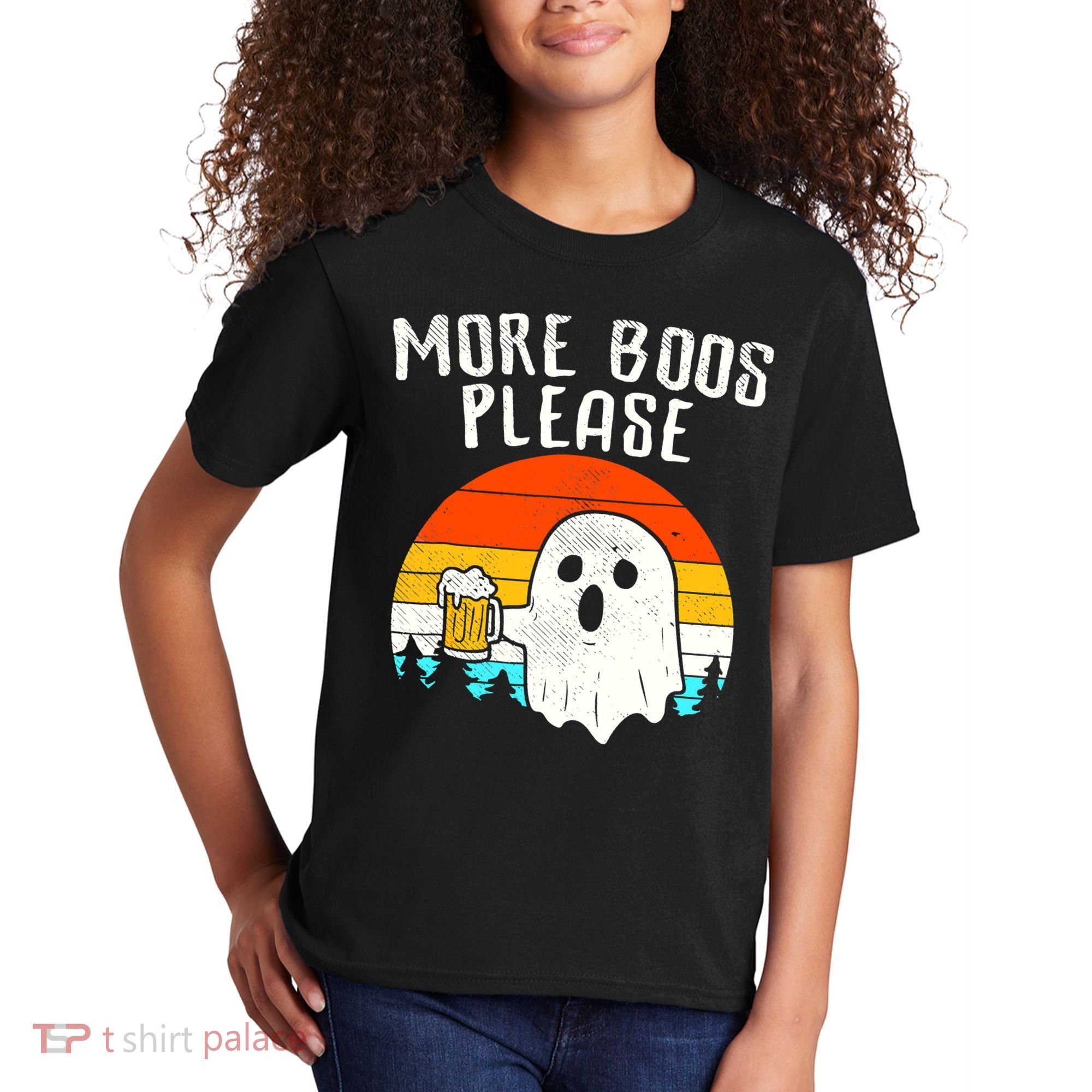 More Boos Please Ghost Beer Funny Halloween Beer Drinking Kids T-Shirt