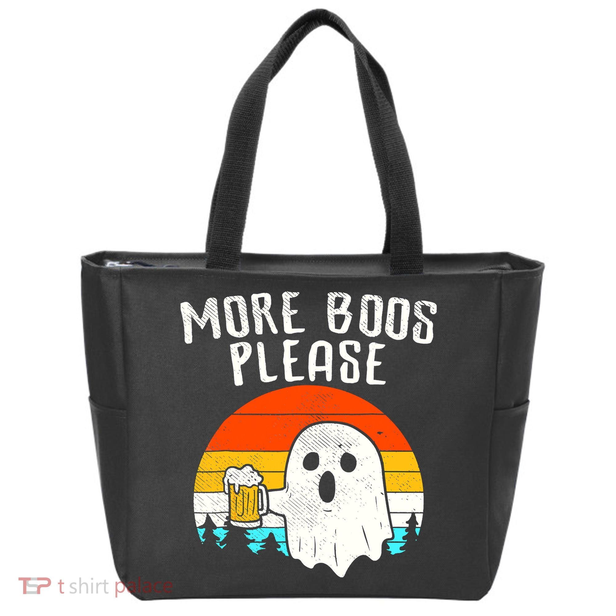 More Boos Please Ghost Beer Funny Halloween Beer Drinking Tote Bag