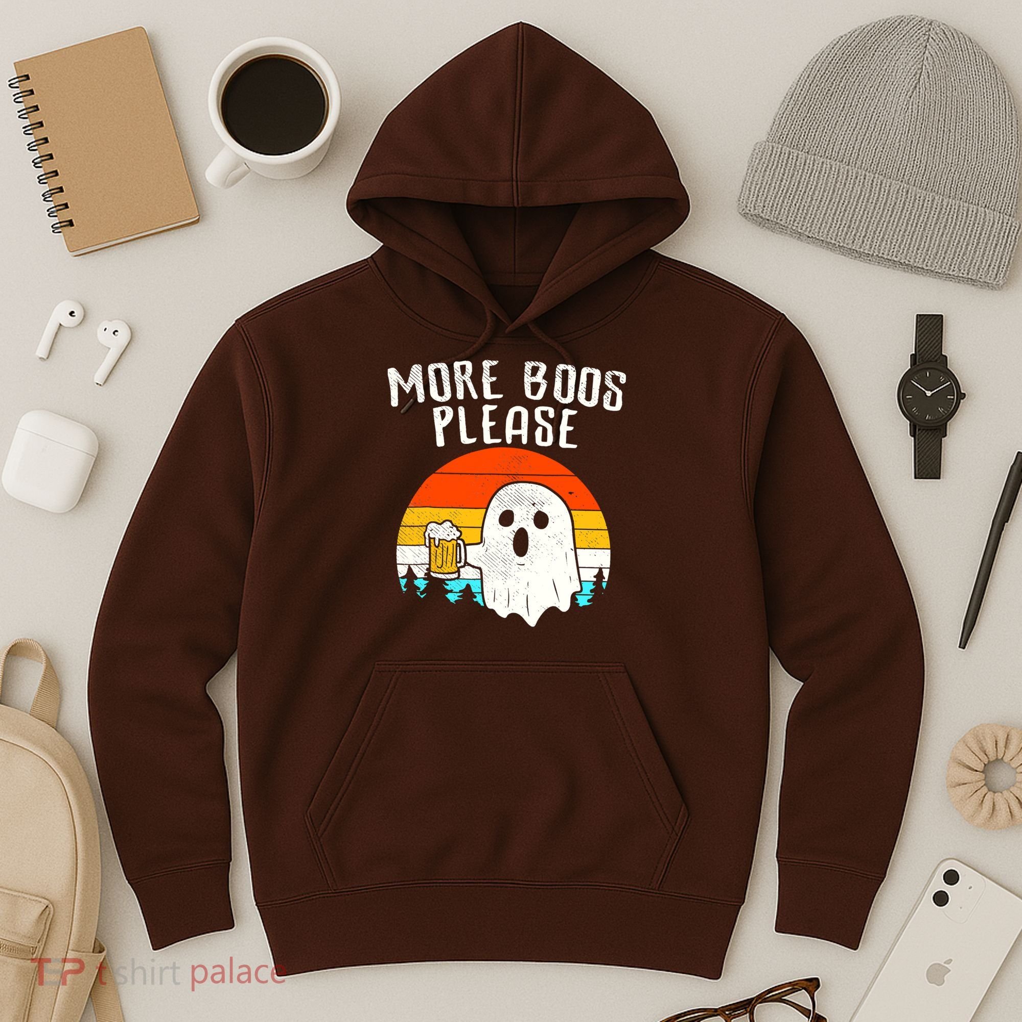 More Boos Please Ghost Beer Funny Halloween Beer Drinking Hoodie
