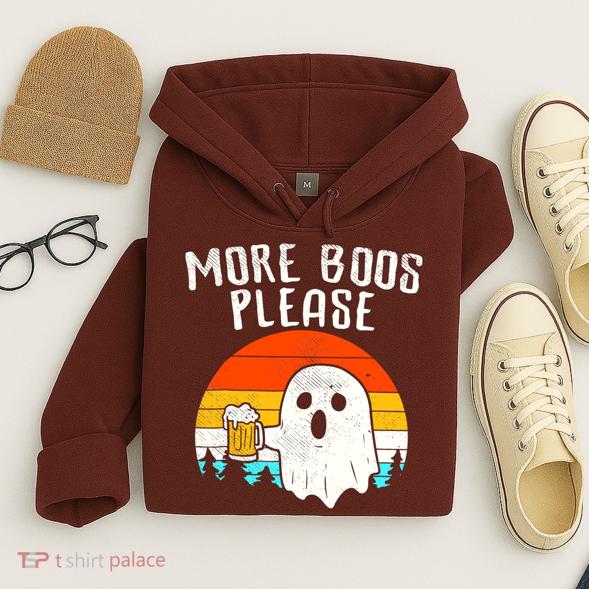 More Boos Please Ghost Beer Funny Halloween Beer Drinking Hoodie