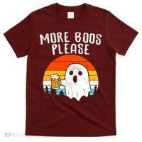 More Boos Please Ghost Beer Funny Halloween Beer Drinking T-Shirt thumb 0