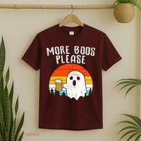 More Boos Please Ghost Beer Funny Halloween Beer Drinking T-Shirt thumb 2