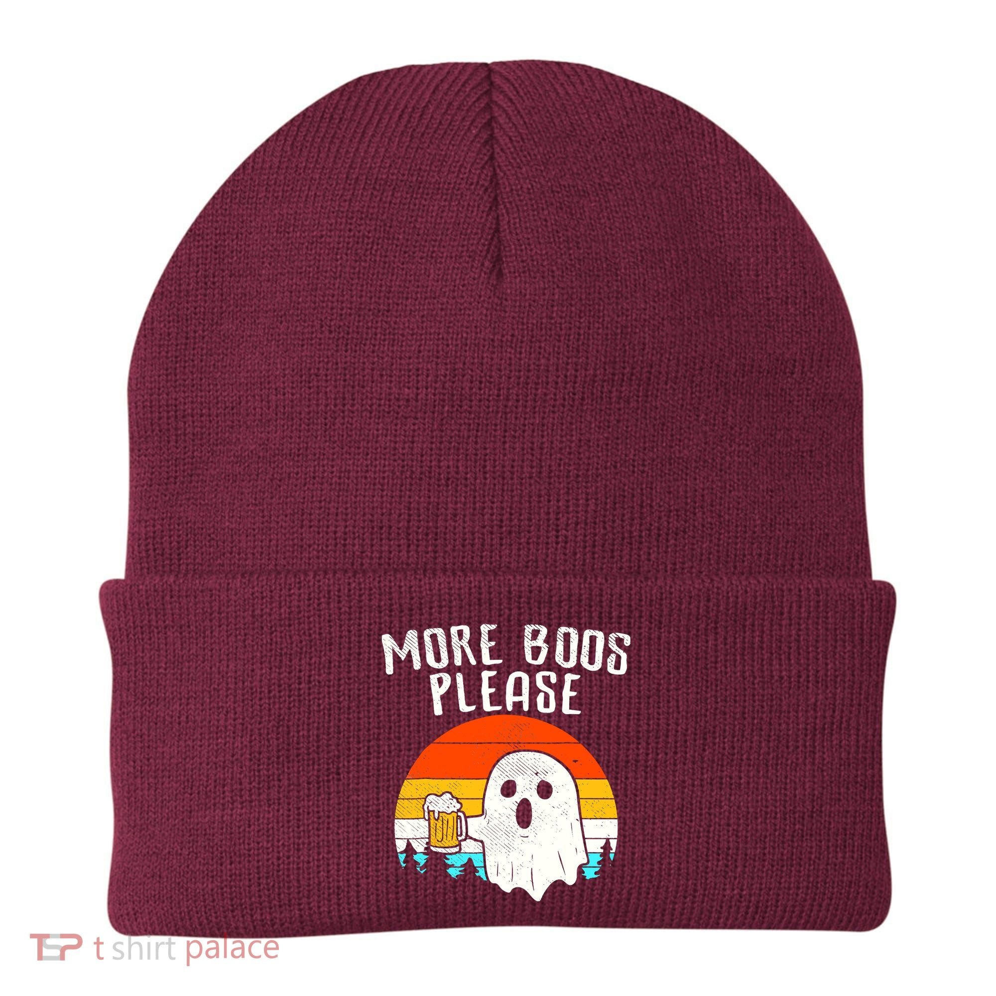 More Boos Please Ghost Beer Funny Halloween Beer Drinking Beanie