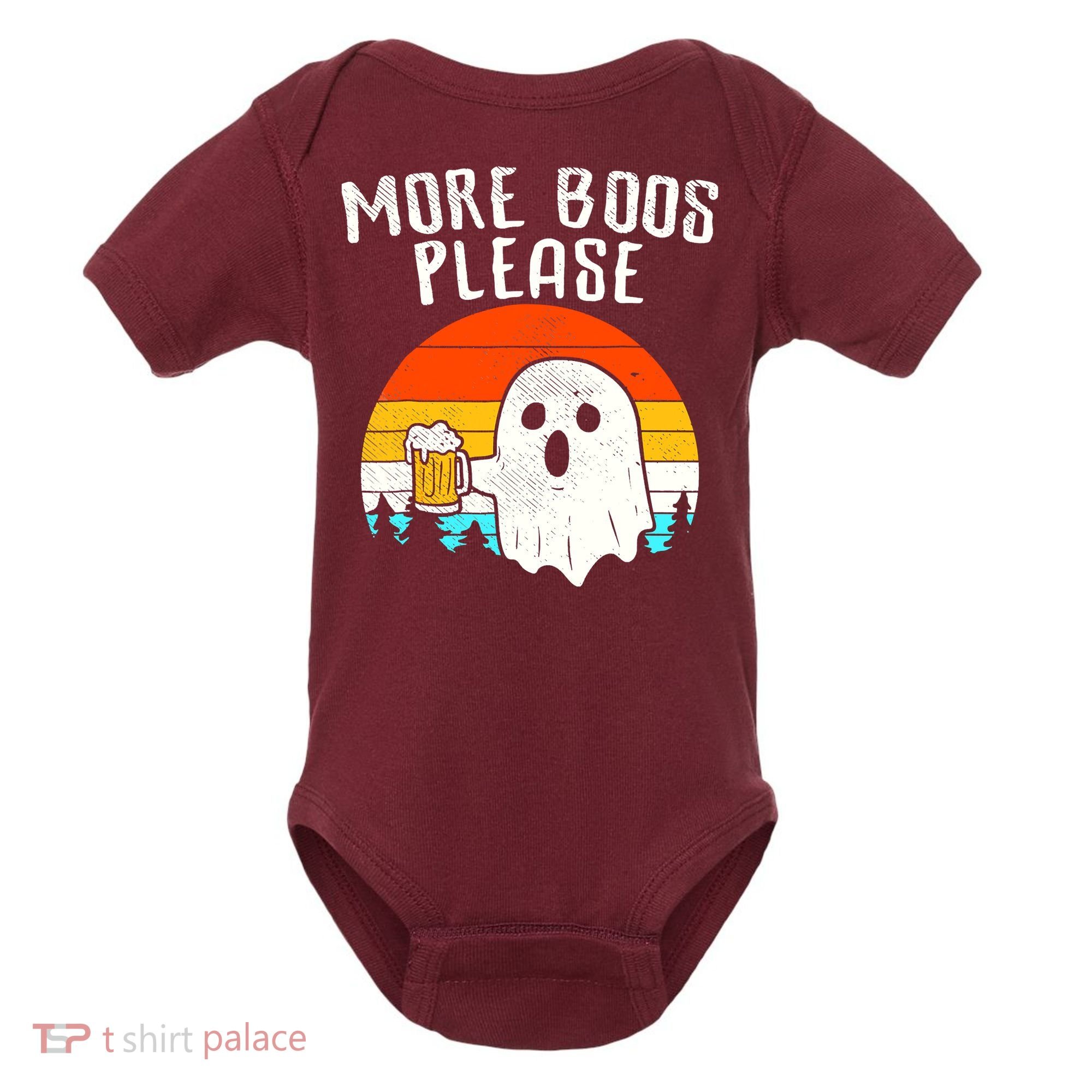 More Boos Please Ghost Beer Funny Halloween Beer Drinking Baby Bodysuit