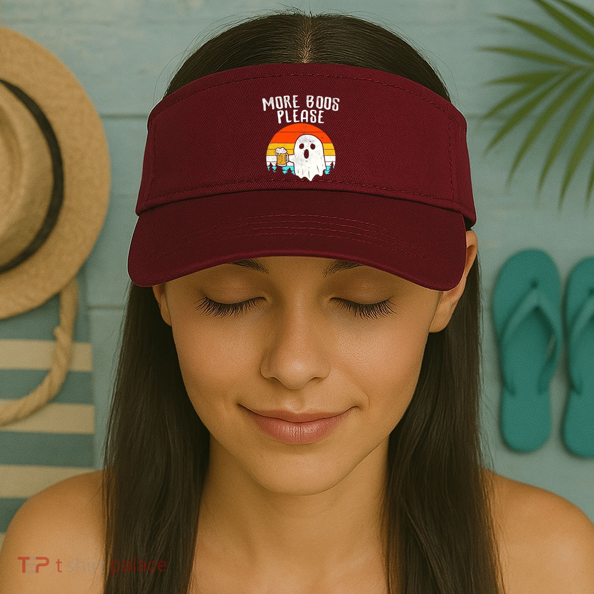 More Boos Please Ghost Beer Funny Halloween Beer Drinking Visor