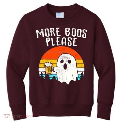 More Boos Please Ghost Beer Funny Halloween Beer Drinking Kids Sweatshirt