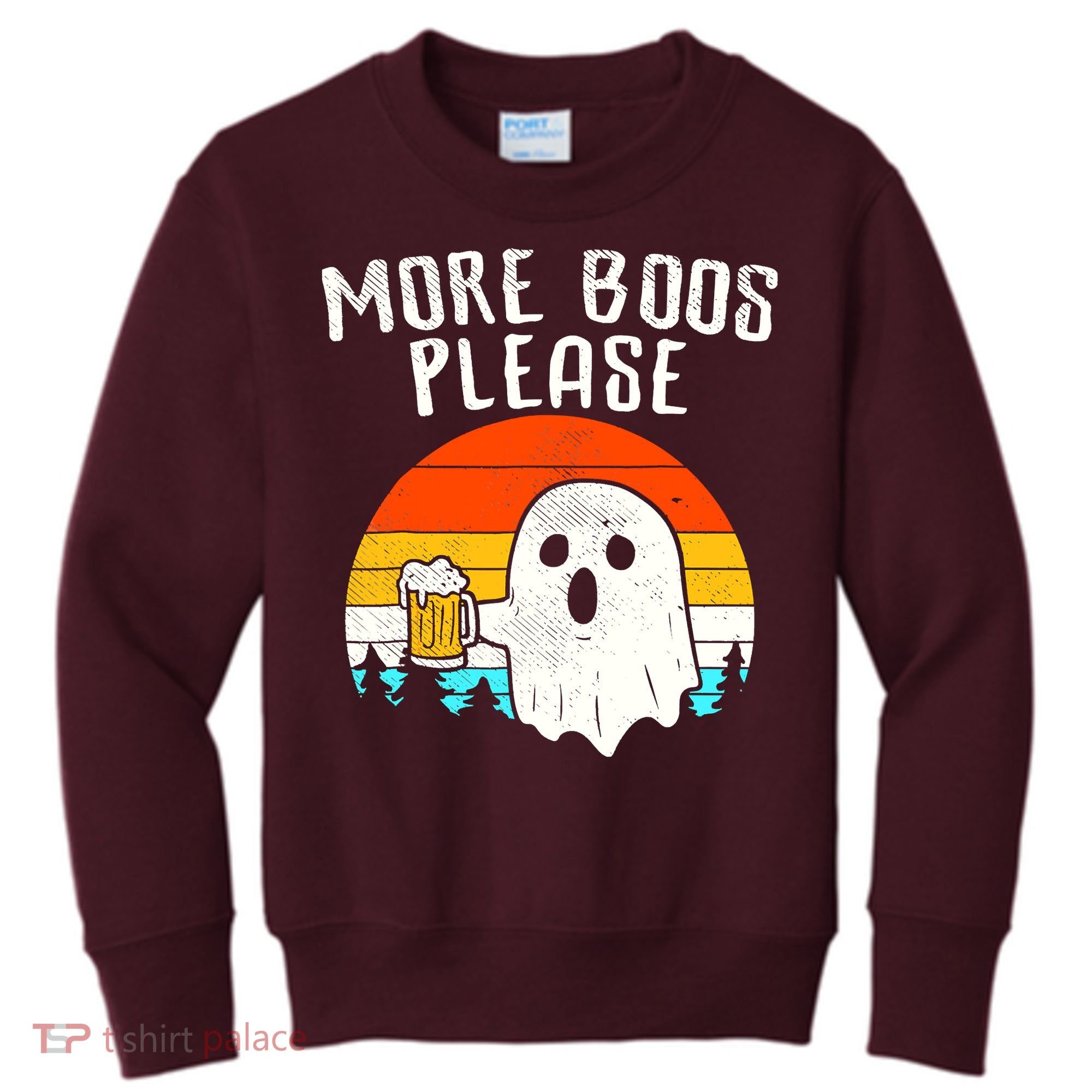 More Boos Please Ghost Beer Funny Halloween Beer Drinking Kids Sweatshirt