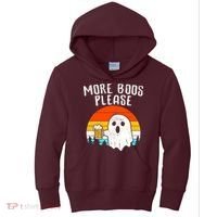 More Boos Please Ghost Beer Funny Halloween Beer Drinking Kids Hoodie thumb 0