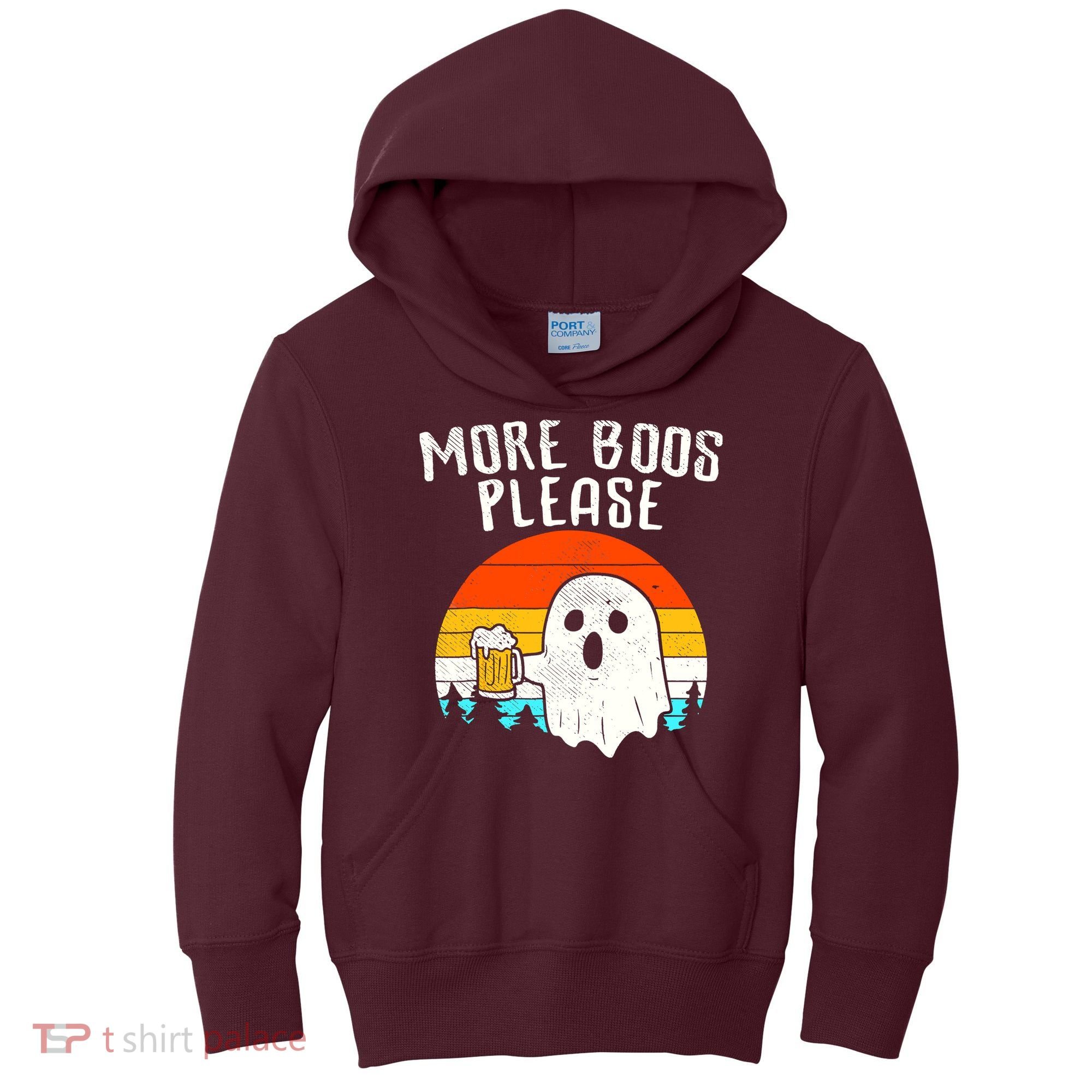 More Boos Please Ghost Beer Funny Halloween Beer Drinking Kids Hoodie