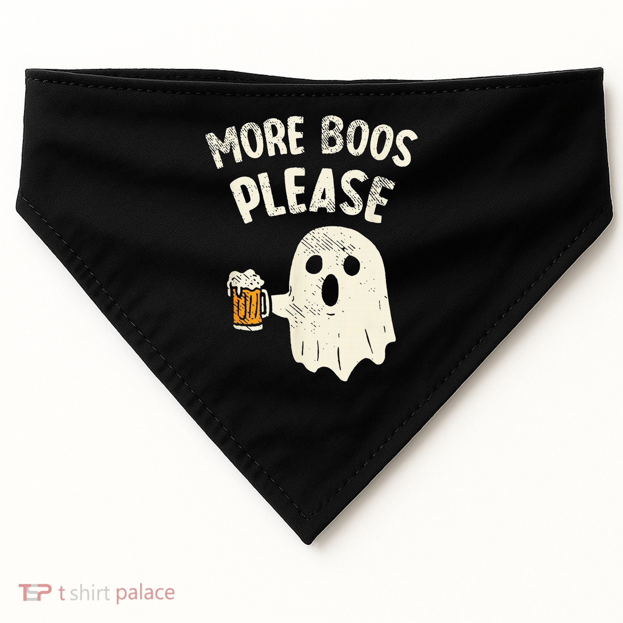 More Boos Please Ghost Beer Halloween Costume USA-Made Doggie Bandana