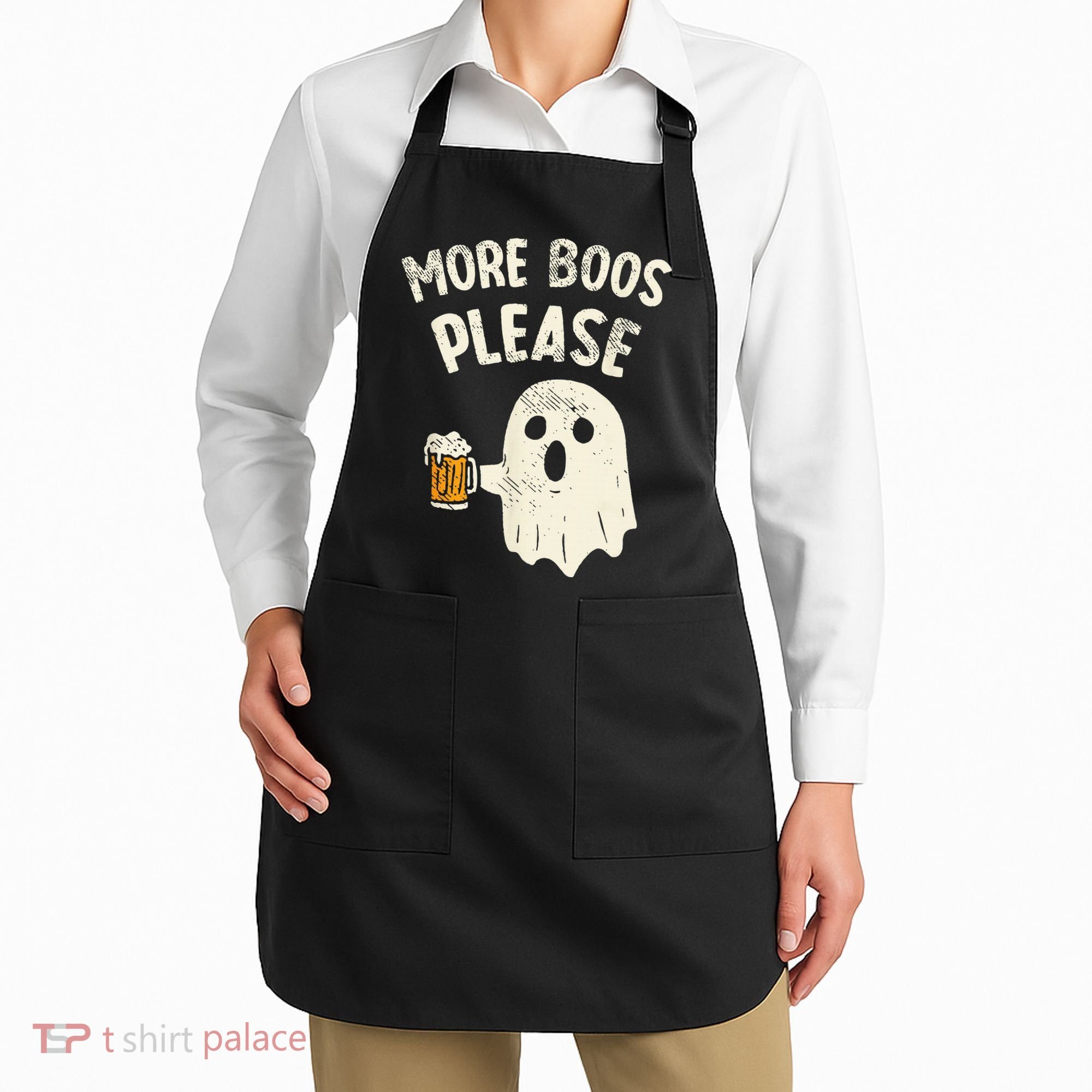 More Boos Please Ghost Beer Halloween Costume Apron