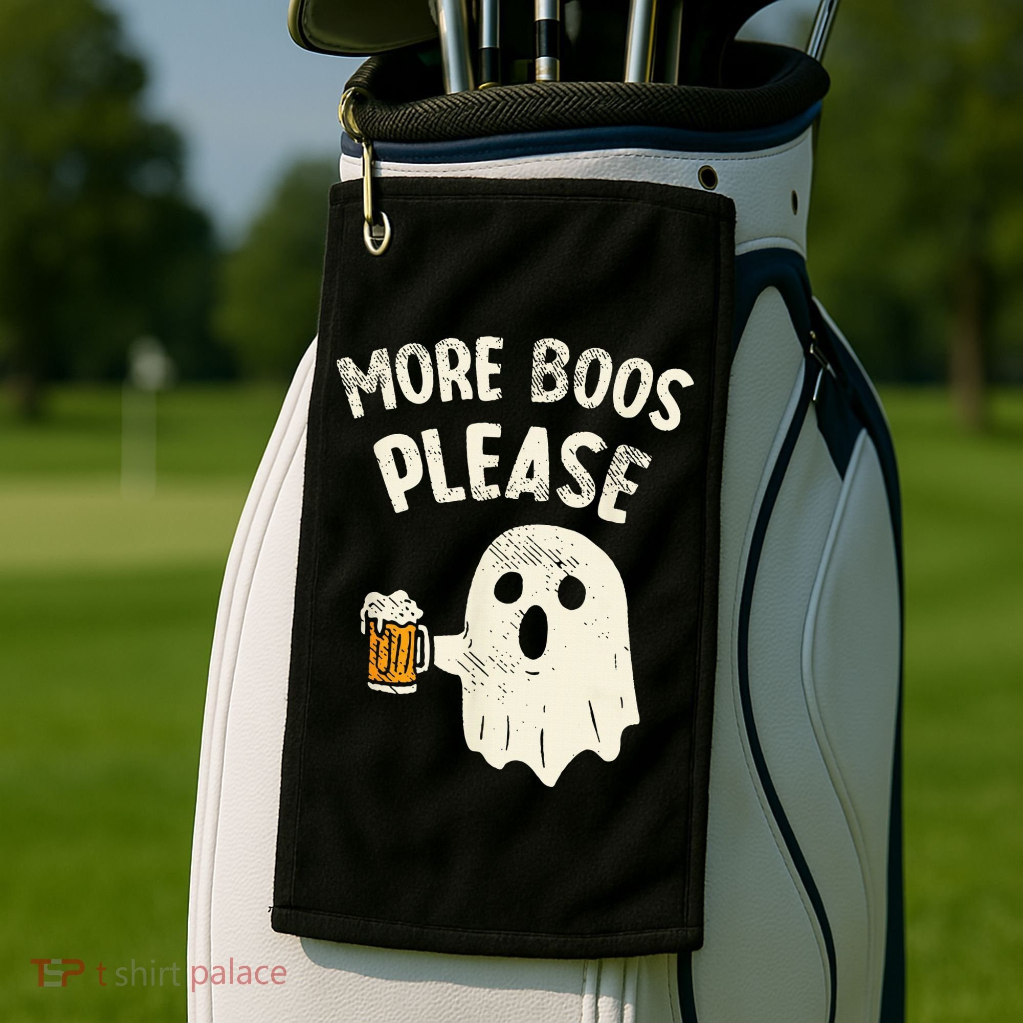 More Boos Please Ghost Beer Halloween Costume Golf Towel