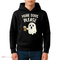 More Boos Please Ghost Beer Halloween Costume Kids Hoodie thumb 4