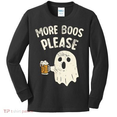 More Boos Please Ghost Beer Halloween Costume Kids Long Sleeve Shirt
