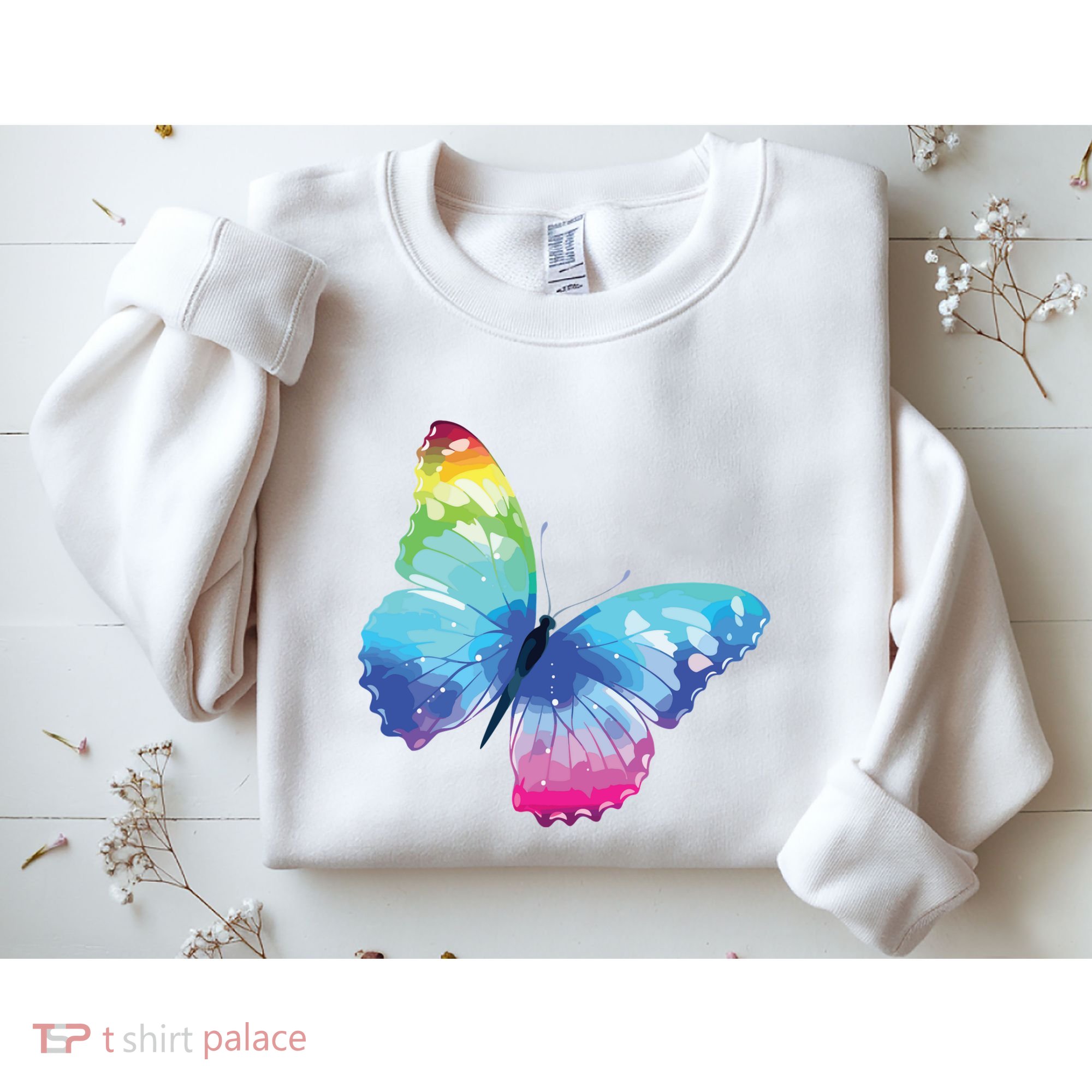 Monarch Butterfly Rainbow Cute Pastel Festival Rave Colorful Sweatshirt
