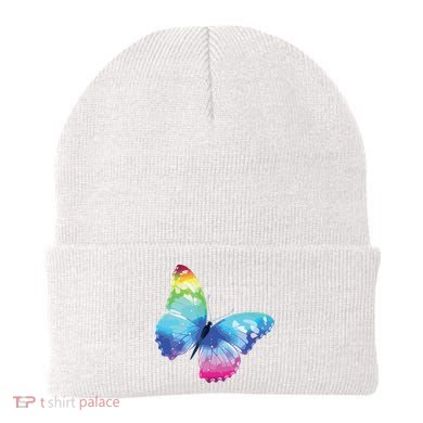 Monarch Butterfly Rainbow Cute Pastel Festival Rave Colorful Beanie