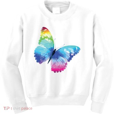 Monarch Butterfly Rainbow Cute Pastel Festival Rave Colorful Kids Sweatshirt