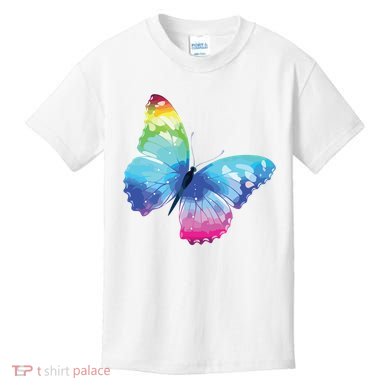 Monarch Butterfly Rainbow Cute Pastel Festival Rave Colorful Kids T-Shirt