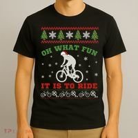 Mountain Bike Rider Oh What Fun Christmas Ugly Sweater T-Shirt thumb 3
