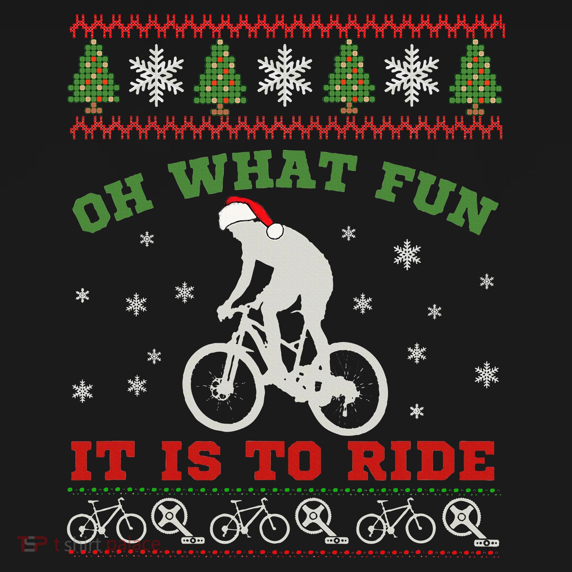Mountain Bike Rider Oh What Fun Christmas Ugly Sweater Coaster