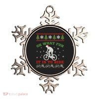 Mountain Bike Rider Oh What Fun Christmas Ugly Sweater Ornament thumb 0