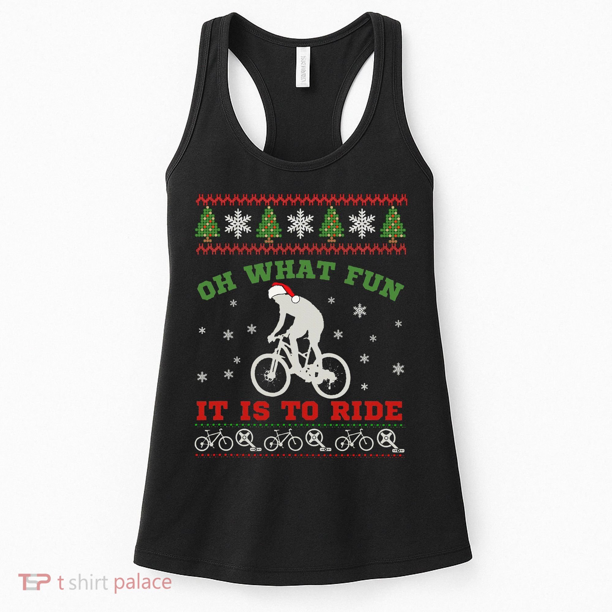 Mountain Bike Rider Oh What Fun Christmas Ugly Sweater Women's Tank Top
