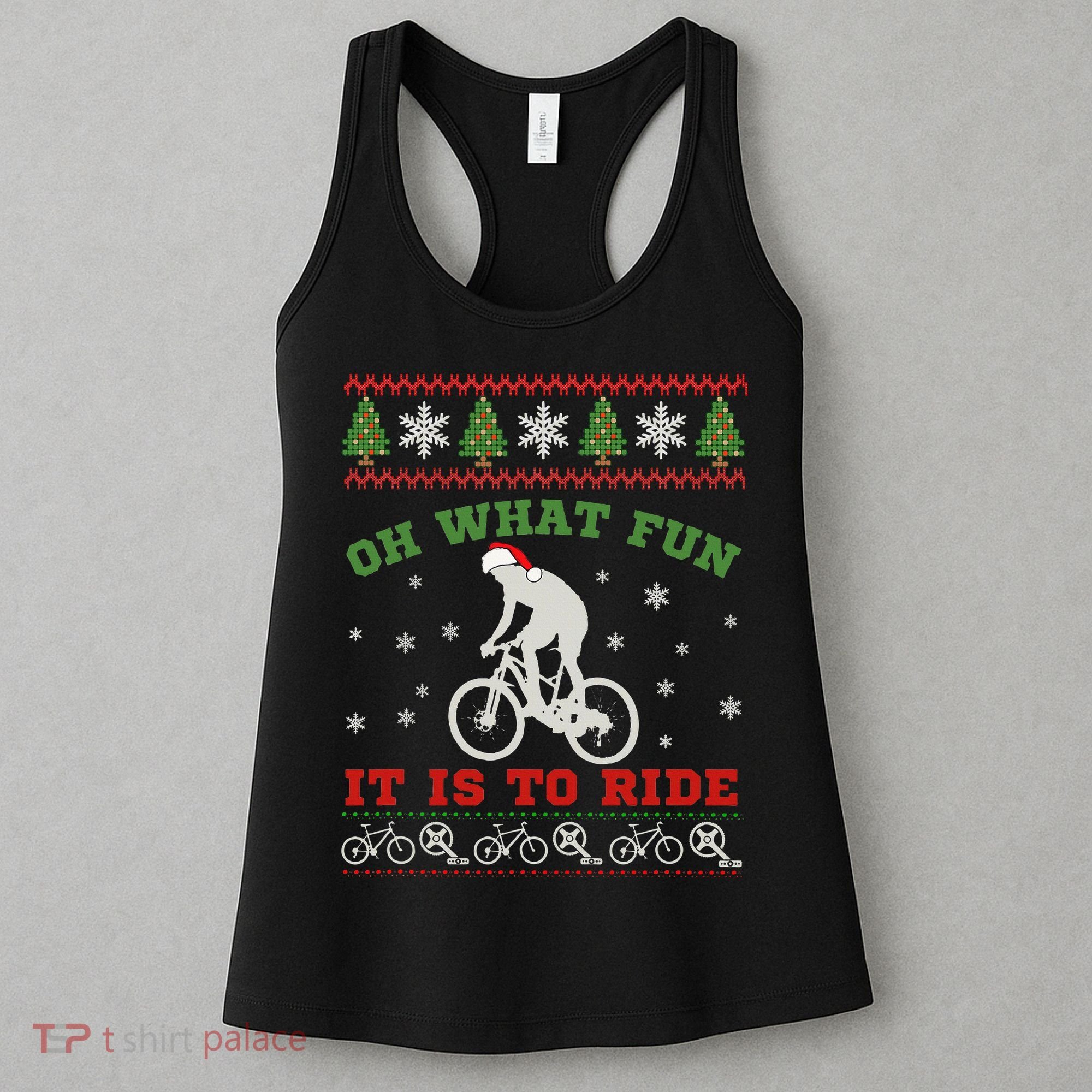 Mountain Bike Rider Oh What Fun Christmas Ugly Sweater Women's Tank Top