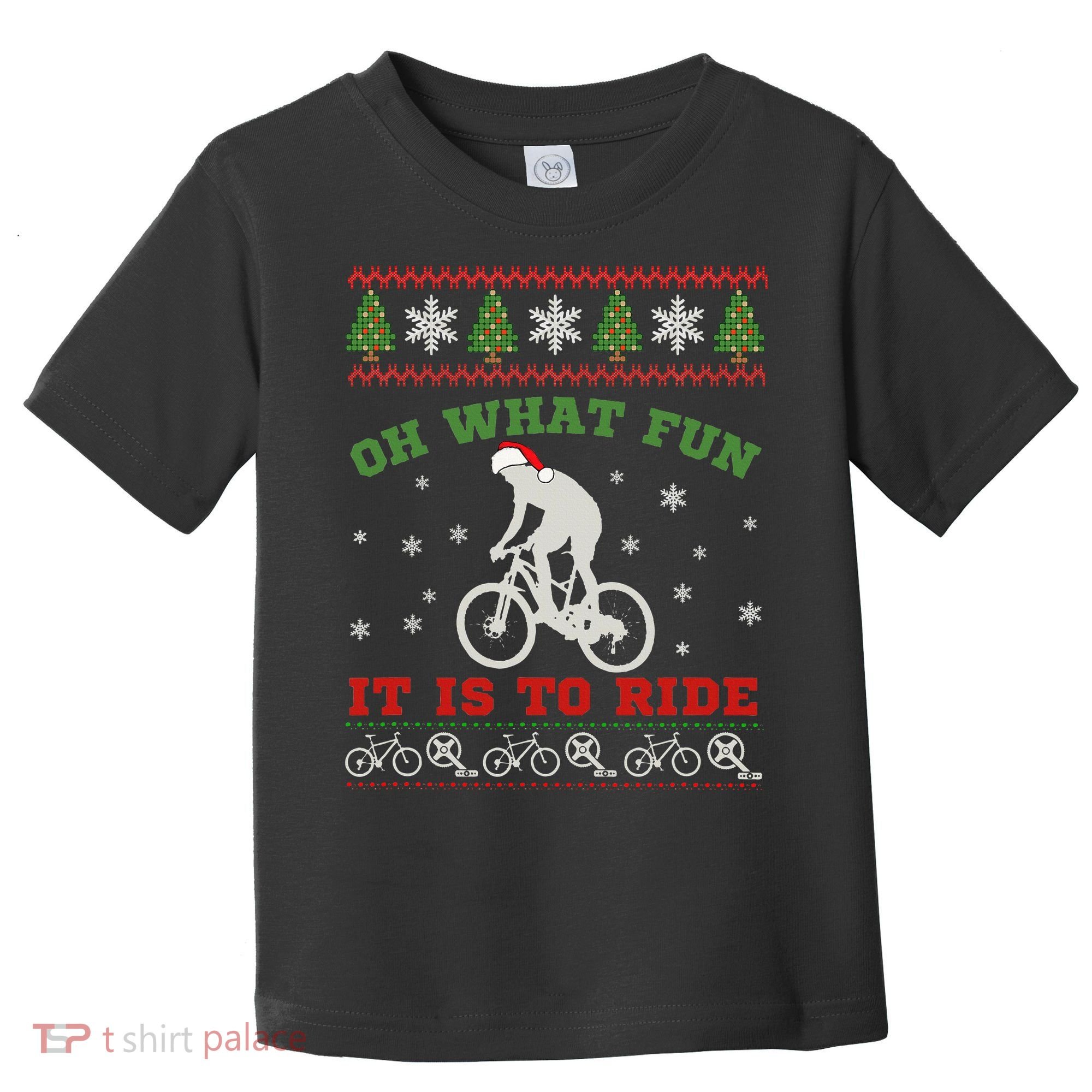 Mountain Bike Rider Oh What Fun Christmas Ugly Sweater Toddler T-Shirt